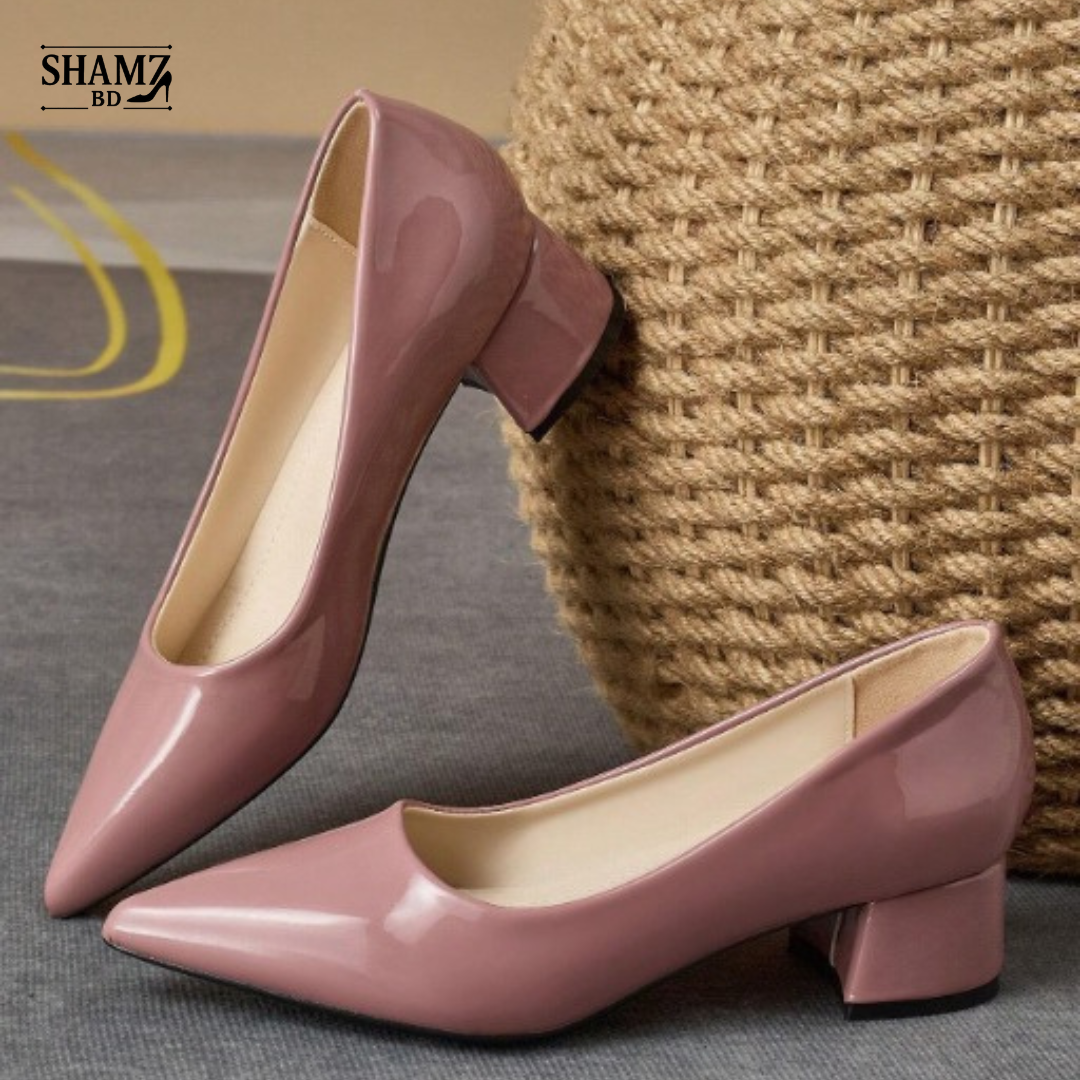 Blush Pointed-Toe Block Heel